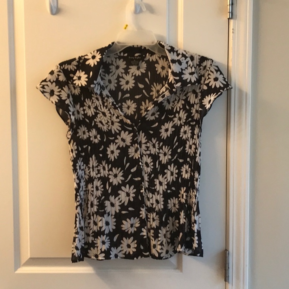 Semi sheer black floral blouse